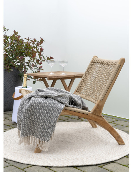 Tapis extérieur moderne Rond 120x120 Plastique recyclé Sable Menorca 