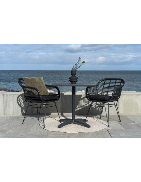 Tapis extérieur moderne Rond 120x120 Plastique recyclé Sable Menorca 