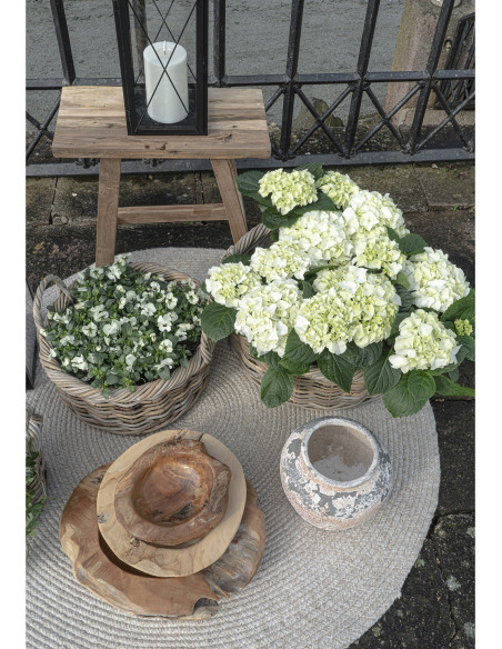 Tapis extérieur moderne Rond 120x120 Plastique recyclé Sable Menorca 