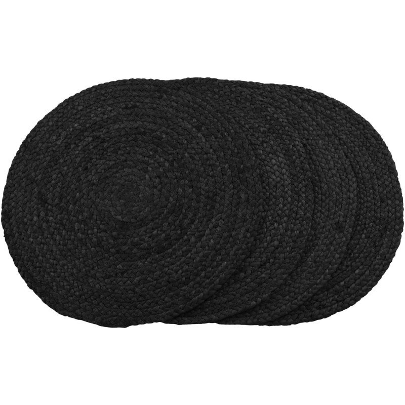 Sets de table indiens ronds 38 cm Jute Gris foncé Tressé Bombay (Lot de 4) 