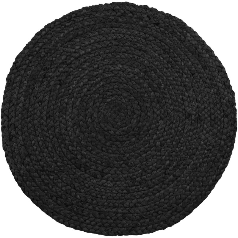 Sets de table indiens ronds 38 cm Jute Gris foncé Tressé Bombay (Lot de 4) 