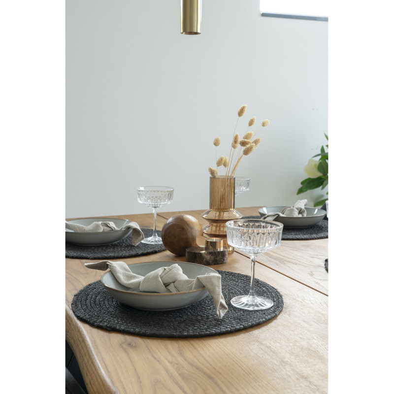 Sets de table indiens ronds 38 cm Jute Gris foncé Tressé Bombay (Lot de 4) 
