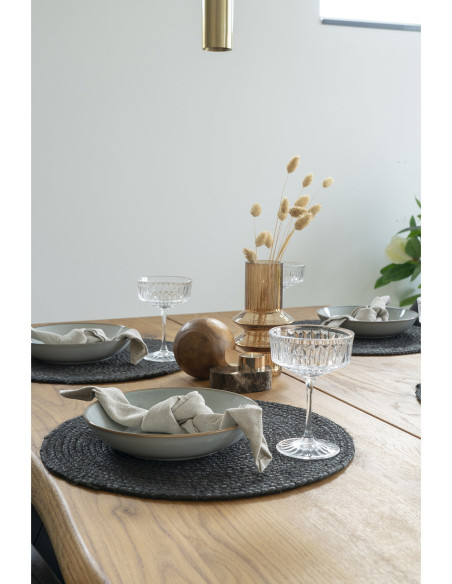 Sets de table indiens ronds 38 cm Jute Gris foncé Tressé Bombay (Lot de 4) 
