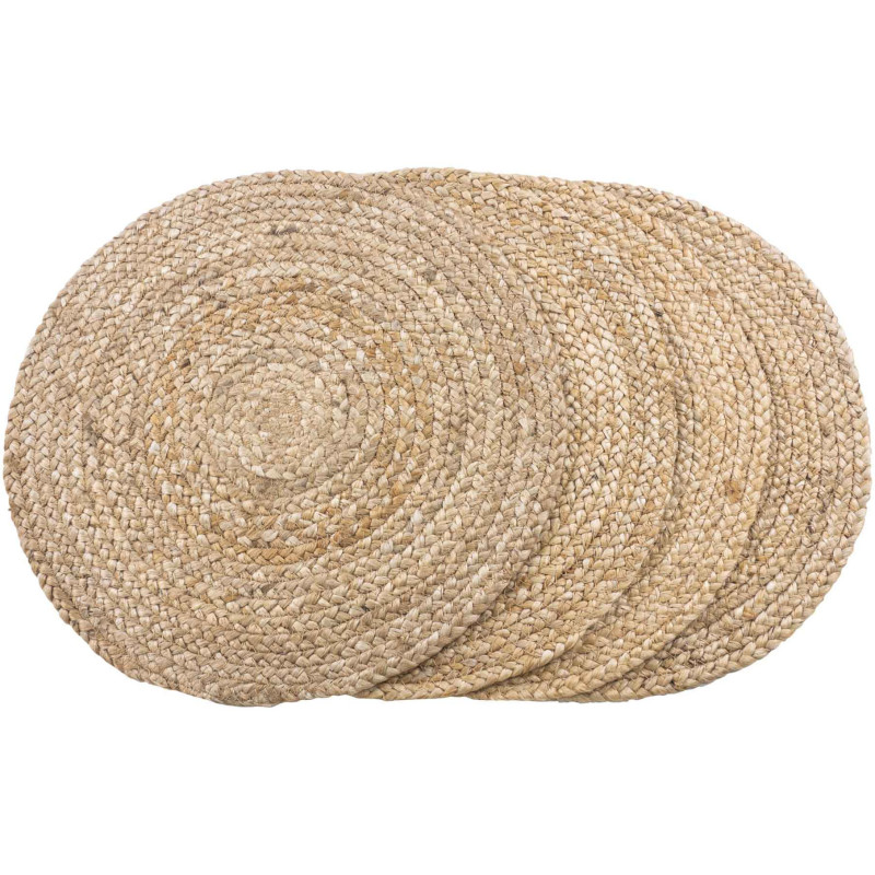 Sets de table indiens ronds 38 cm Jute Naturel Tressé Bombay (Lot de 4) 