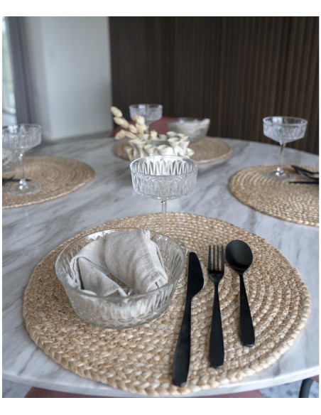 Sets de table indiens ronds 38 cm Jute Naturel Tressé Bombay (Lot de 4) 