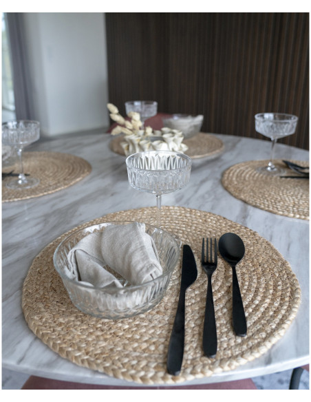 Sets de table indiens ronds 38 cm Jute Naturel Tressé Bombay (Lot de 4) 