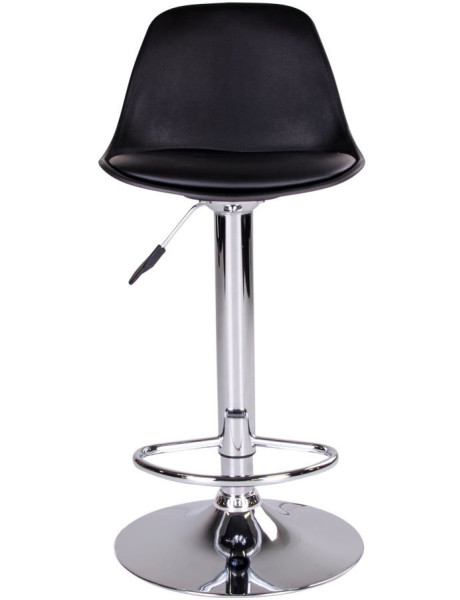 Tabouret de bar moderne réglable Polyuréthane Plastique moulé Noir Métal Argenté Chromé Trondheim (Lot de 2) 