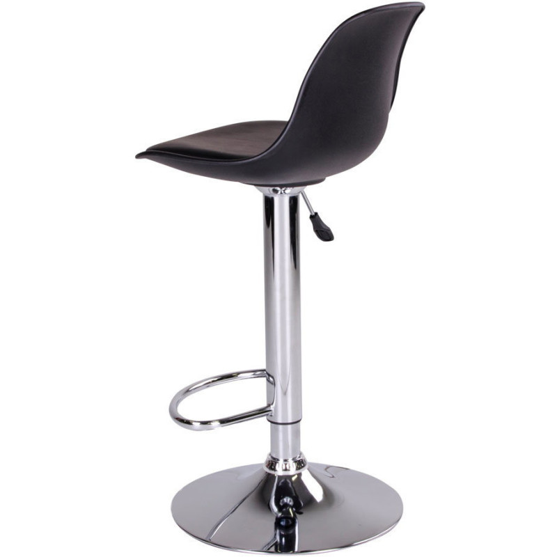Tabouret de bar moderne réglable Polyuréthane Plastique moulé Noir Métal Argenté Chromé Trondheim (Lot de 2) 