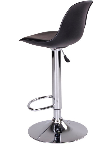 Tabouret de bar moderne réglable Polyuréthane Plastique moulé Noir Métal Argenté Chromé Trondheim (Lot de 2) 