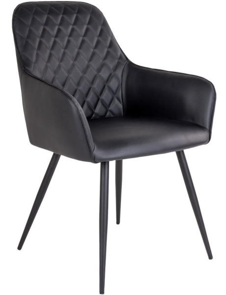 Fauteuil de table matelassé Polyuréthane Noir Métal Noir Harbo (Lot de 2) 