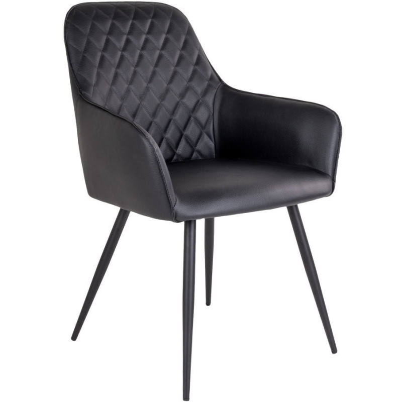 Fauteuil de table matelassé Polyuréthane Noir Métal Noir Harbo (Lot de 2) 