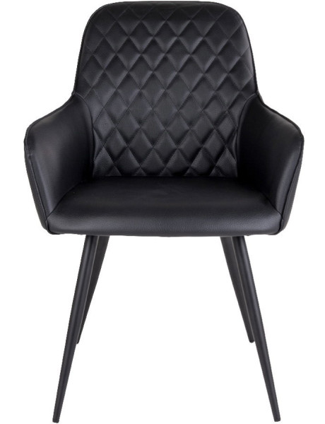 Fauteuil de table matelassé Polyuréthane Noir Métal Noir Harbo (Lot de 2) 