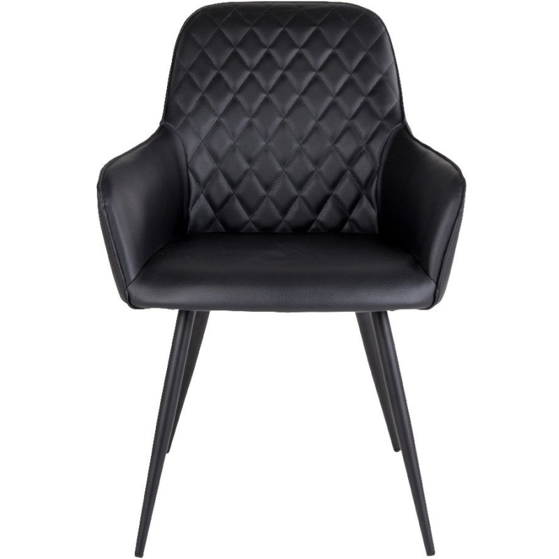 Fauteuil de table matelassé Polyuréthane Noir Métal Noir Harbo (Lot de 2) 