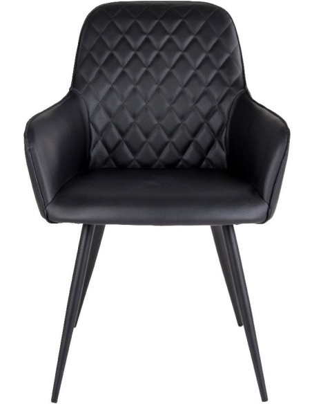 Fauteuil de table matelassé Polyuréthane Noir Métal Noir Harbo (Lot de 2) 