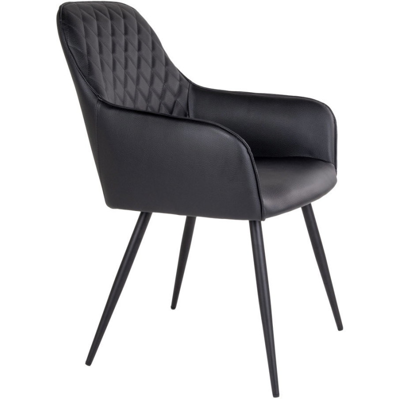 Fauteuil de table matelassé Polyuréthane Noir Métal Noir Harbo (Lot de 2) 