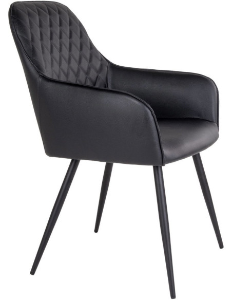Fauteuil de table matelassé Polyuréthane Noir Métal Noir Harbo (Lot de 2) 