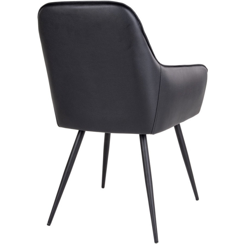 Fauteuil de table matelassé Polyuréthane Noir Métal Noir Harbo (Lot de 2) 