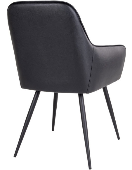 Fauteuil de table matelassé Polyuréthane Noir Métal Noir Harbo (Lot de 2) 