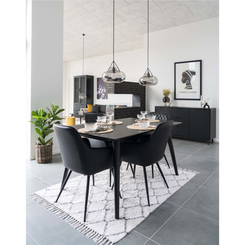 Fauteuil de table matelassé Polyuréthane Noir Métal Noir Harbo (Lot de 2) 