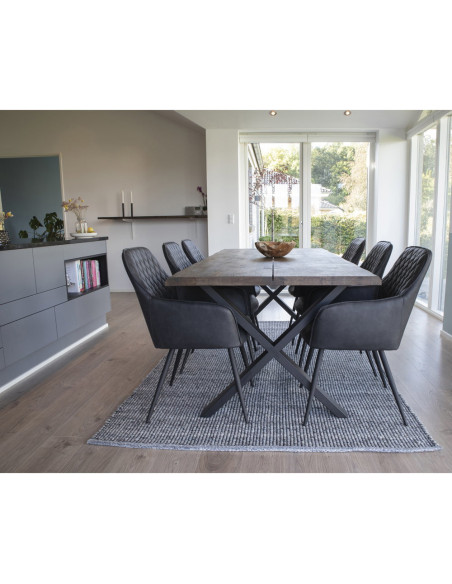 Fauteuil de table matelassé Polyuréthane Noir Métal Noir Harbo (Lot de 2) 