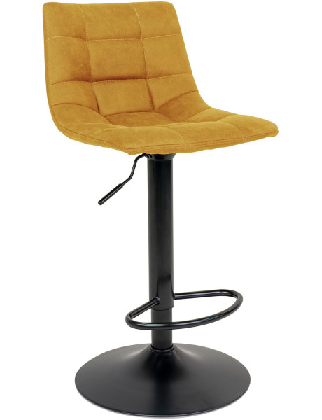 Tabouret de bar moderne réglable Velours Jaune moutarde Métal Noir Middelfart (Lot de 2) 