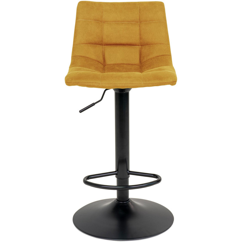 Tabouret de bar moderne réglable Velours Jaune moutarde Métal Noir Middelfart (Lot de 2) 