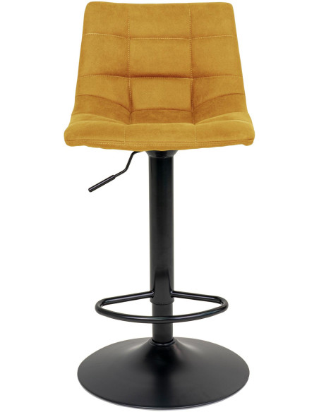 Tabouret de bar moderne réglable Velours Jaune moutarde Métal Noir Middelfart (Lot de 2) 