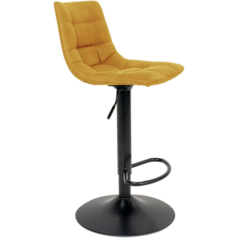 Tabouret de bar moderne réglable Velours Jaune moutarde Métal Noir Middelfart (Lot de 2) 