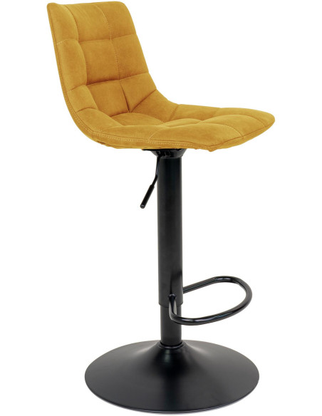 Tabouret de bar moderne réglable Velours Jaune moutarde Métal Noir Middelfart (Lot de 2) 