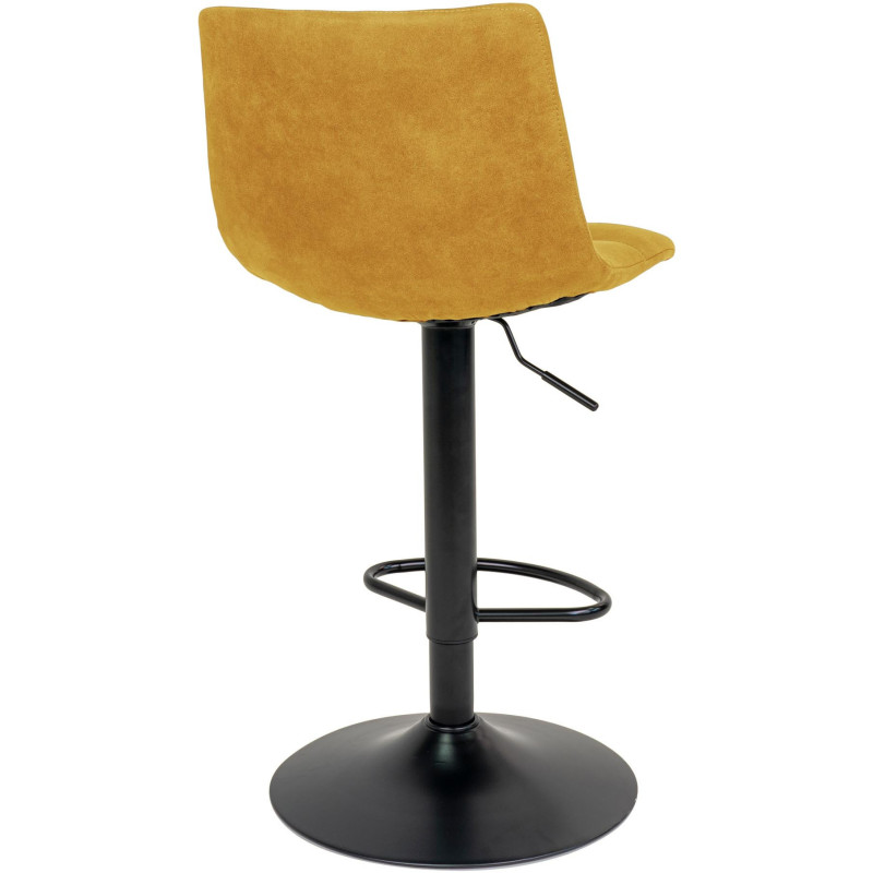 Tabouret de bar moderne réglable Velours Jaune moutarde Métal Noir Middelfart (Lot de 2) 