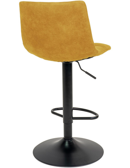 Tabouret de bar moderne réglable Velours Jaune moutarde Métal Noir Middelfart (Lot de 2) 