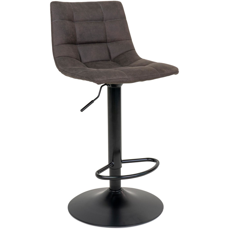 Tabouret de bar moderne réglable Microfibre Gris foncé Métal Noir Middelfart (Lot de 2) 