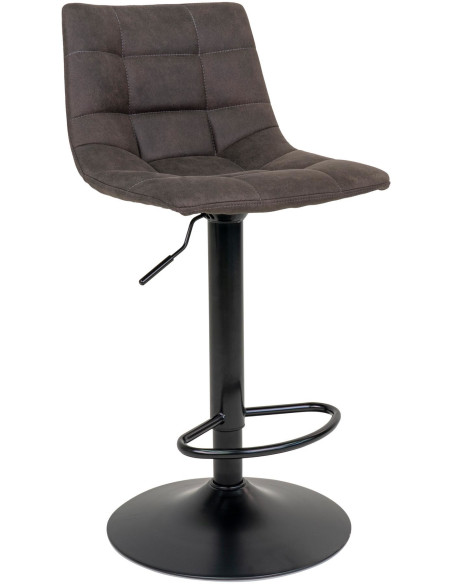 Tabouret de bar moderne réglable Microfibre Gris foncé Métal Noir Middelfart (Lot de 2) 