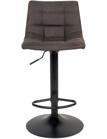 Tabouret de bar moderne réglable Microfibre Gris foncé Métal Noir Middelfart (Lot de 2) 