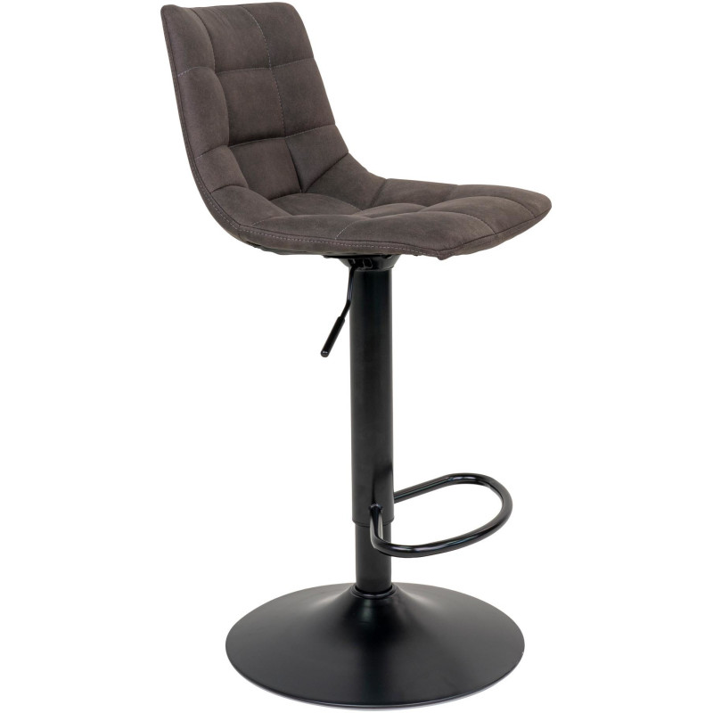 Tabouret de bar moderne réglable Microfibre Gris foncé Métal Noir Middelfart (Lot de 2) 