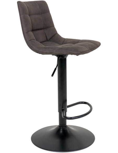 Tabouret de bar moderne réglable Microfibre Gris foncé Métal Noir Middelfart (Lot de 2) 