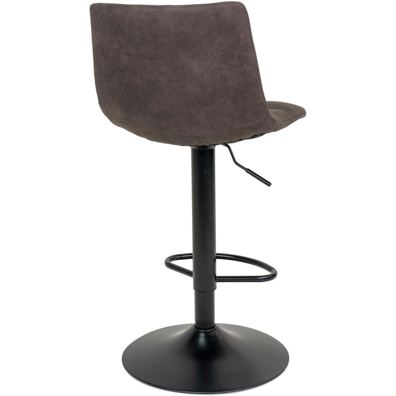 Tabouret de bar moderne réglable Microfibre Gris foncé Métal Noir Middelfart (Lot de 2) 
