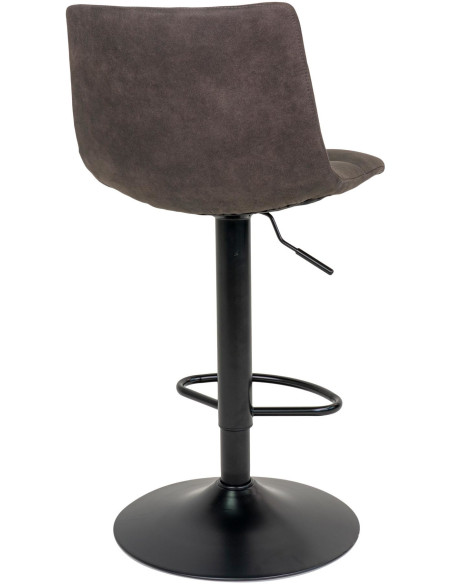 Tabouret de bar moderne réglable Microfibre Gris foncé Métal Noir Middelfart (Lot de 2) 