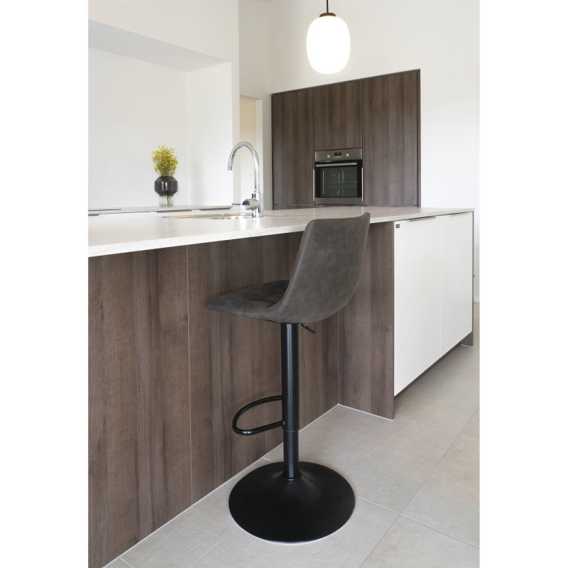 Lot de 2 tabourets de bar réglables microfibre gris foncé 43x45x88-108 cm Middelfart House Nordic - 7