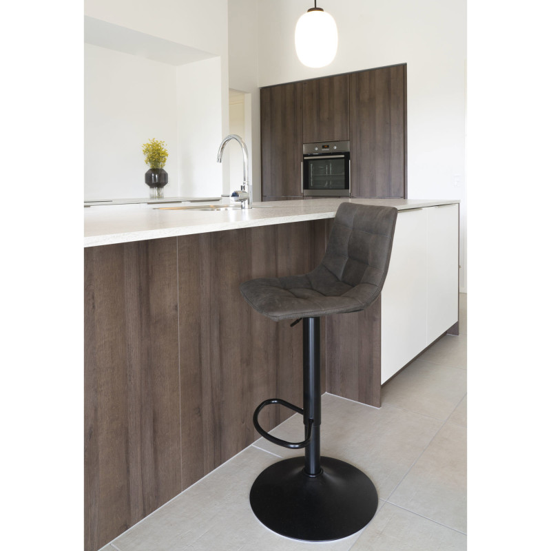 Lot de 2 tabourets de bar réglables microfibre gris foncé 43x45x88-108 cm Middelfart House Nordic - 2