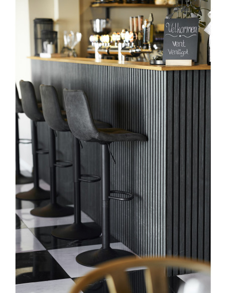 Tabouret de bar moderne réglable Microfibre Gris foncé Métal Noir Middelfart (Lot de 2) 