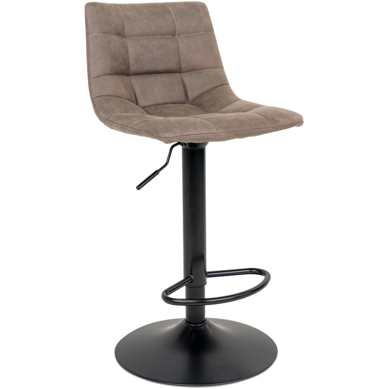 Tabouret de bar moderne réglable Microfibre Marron clair Métal Noir Middelfart (Lot de 2) 