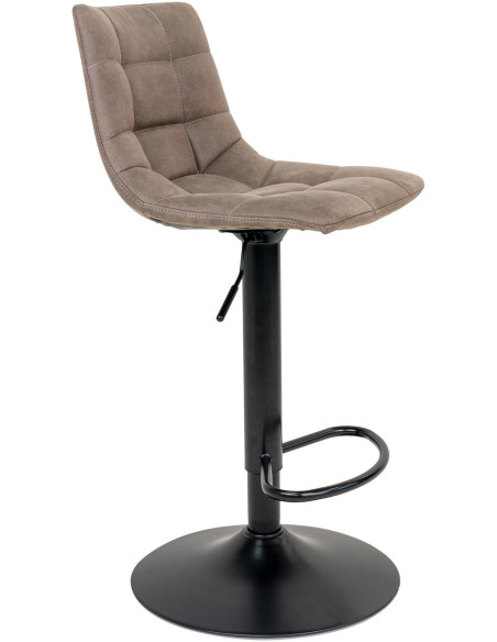 Tabouret de bar moderne réglable Microfibre Marron clair Métal Noir Middelfart (Lot de 2) 