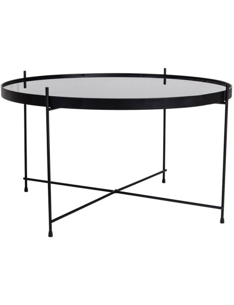 Table basse moderne Ronde Métal Noir Verre Venezia 