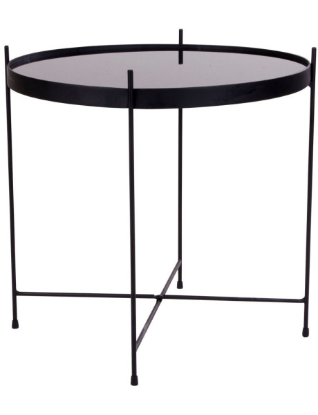 Table d'appoint moderne Ronde Métal Noir Verre Venezia 