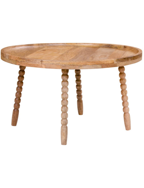 Table basse originale Ronde Bois de manguier Naturel Jammu 