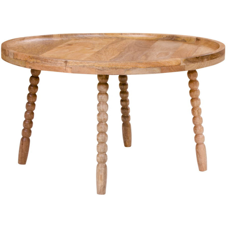 Table basse originale Ronde Bois de manguier Naturel Jammu 