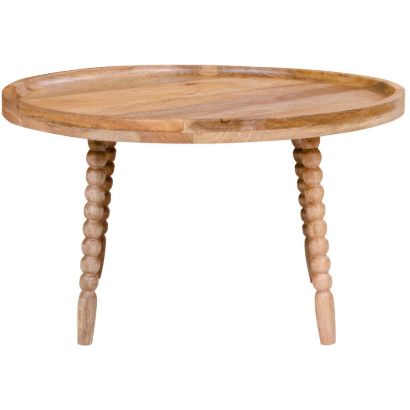 Table basse originale Ronde Bois de manguier Naturel Jammu 
