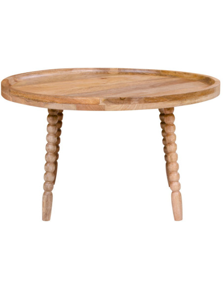 Table basse originale Ronde Bois de manguier Naturel Jammu 
