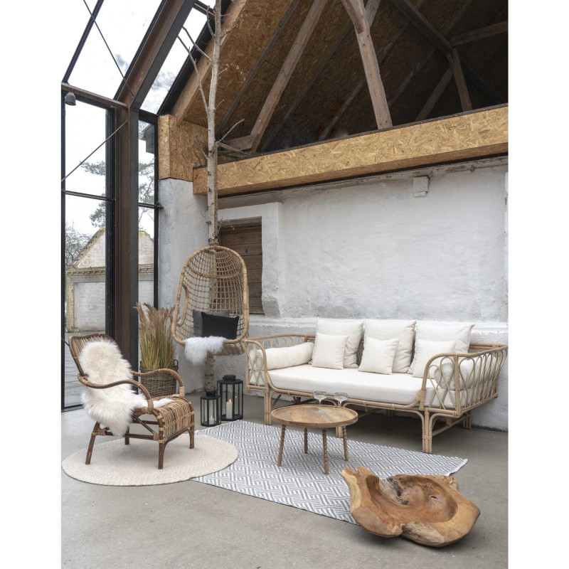 Table basse originale Ronde Bois de manguier Naturel Jammu 